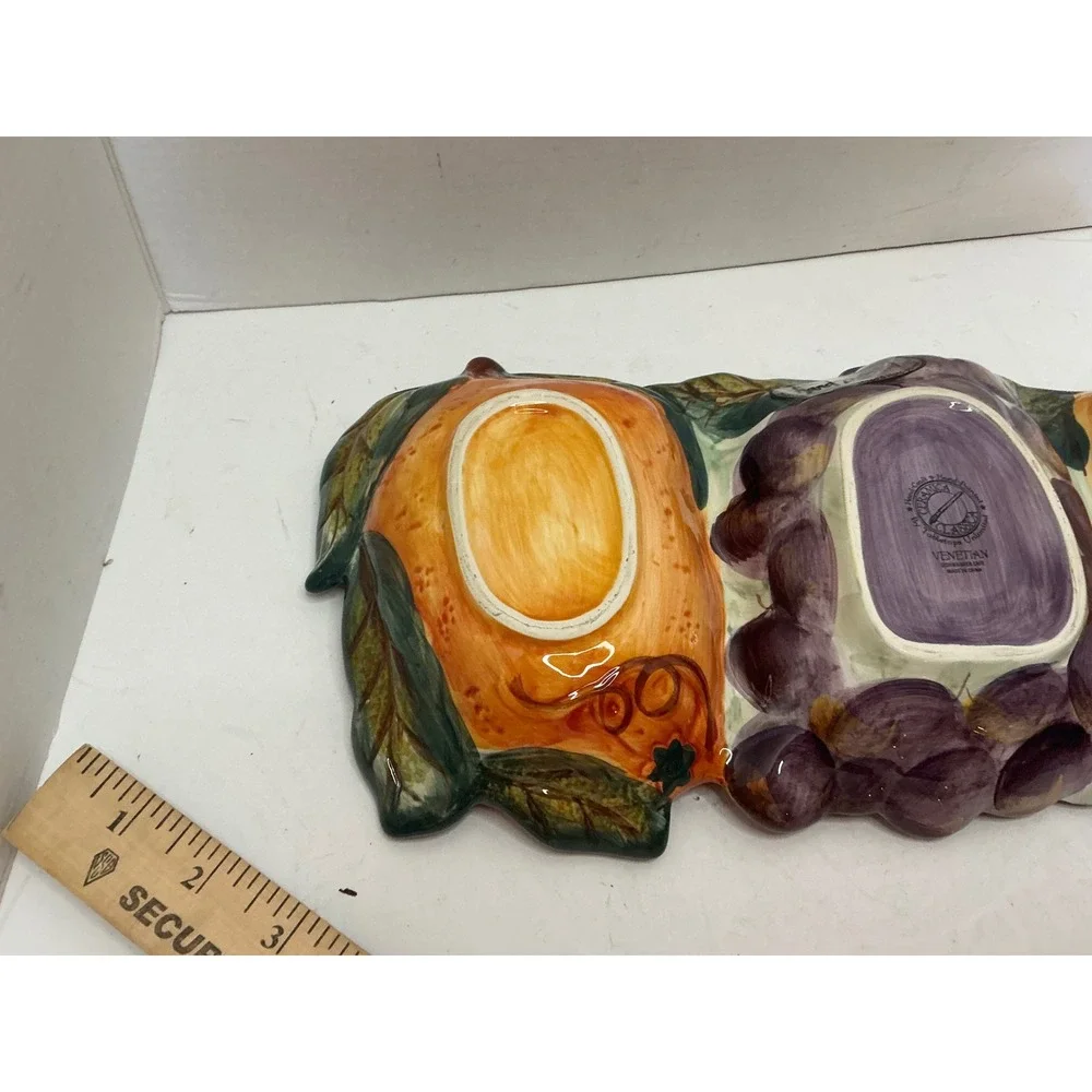 Tabletops Unlimited Ceramica Classica Venetian Fruit Serving Tray Hand Painted